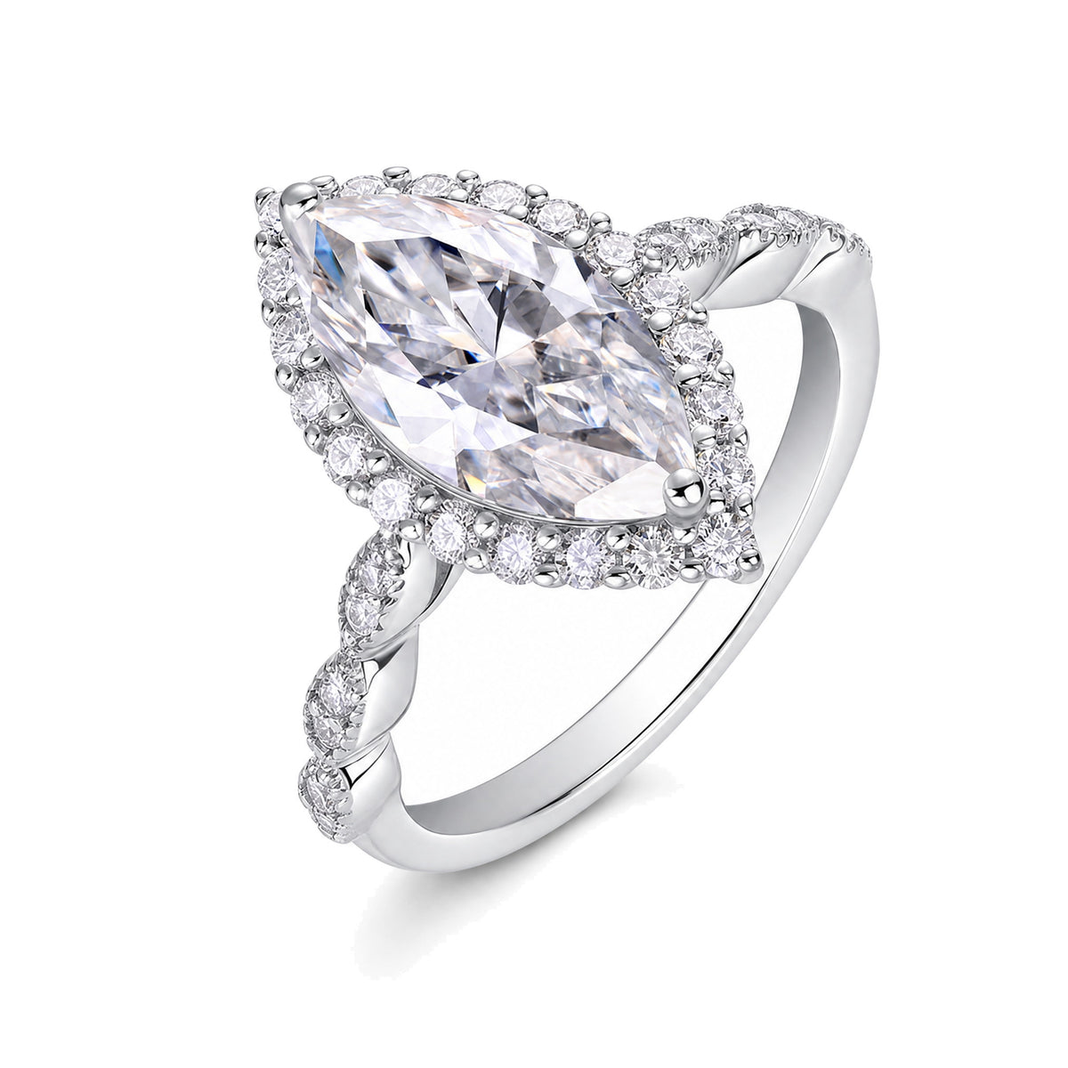 Large Marquise Moissanite Ring, 7x14mm | 925 Sterling Silver — product view