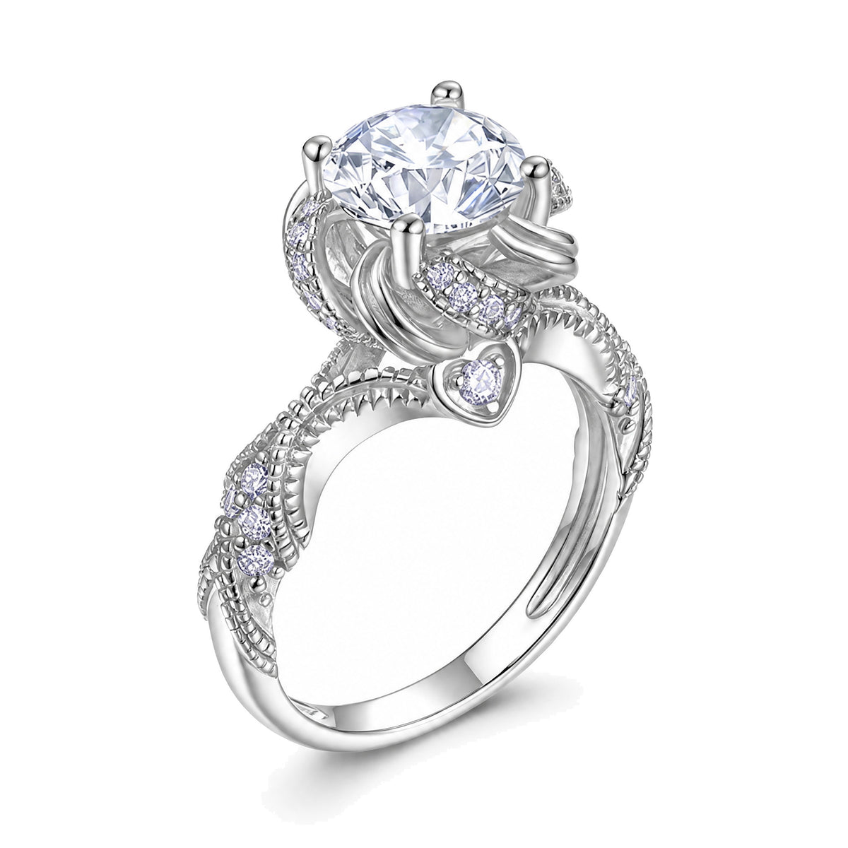 Floral Cluster Moissanite Ring, 2ct | 925 Sterling Silver — product view