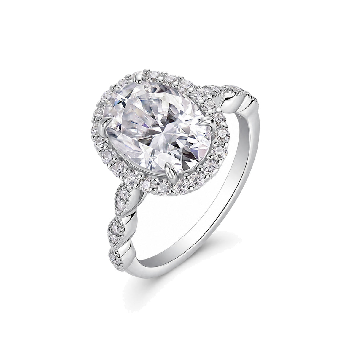 Statement Oval Moissanite Ring, 4ct | 925 Sterling Silver — product view