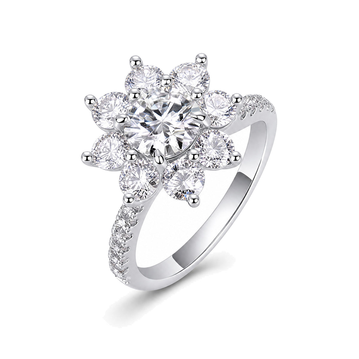 Sunflower Moissanite Ring, 1ct | 925 Sterling Silver — product view