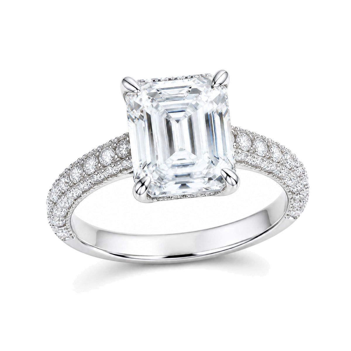 Emerald-Cut Moissanite Ring, 1ct | 925 Sterling Silver — product view