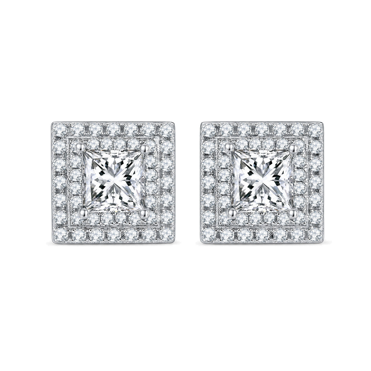 Round Moissanite Stud Earrings | 925 Silver — product view