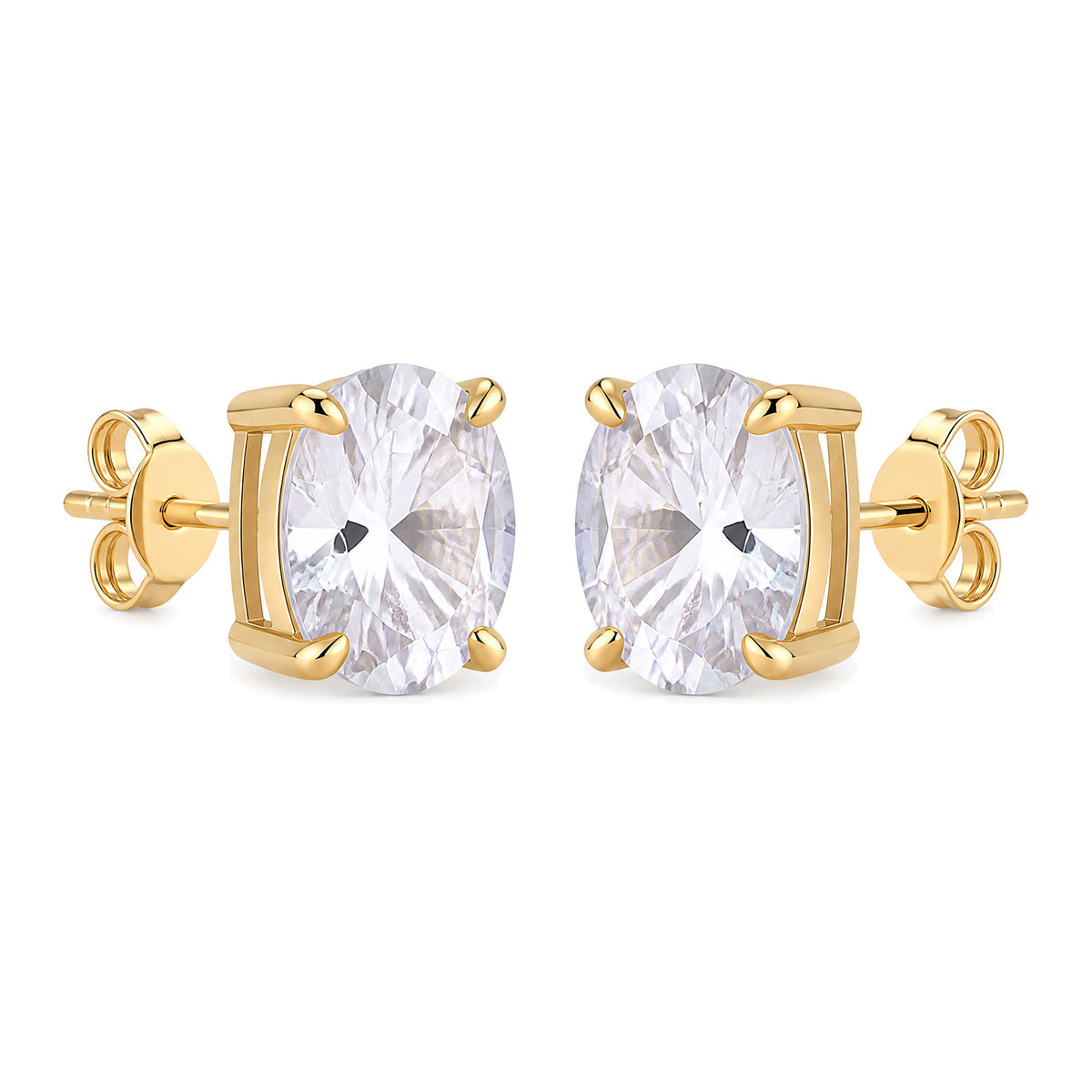 Oval Moissanite Studs, 18K Gold Plated | 925 Silver — product view