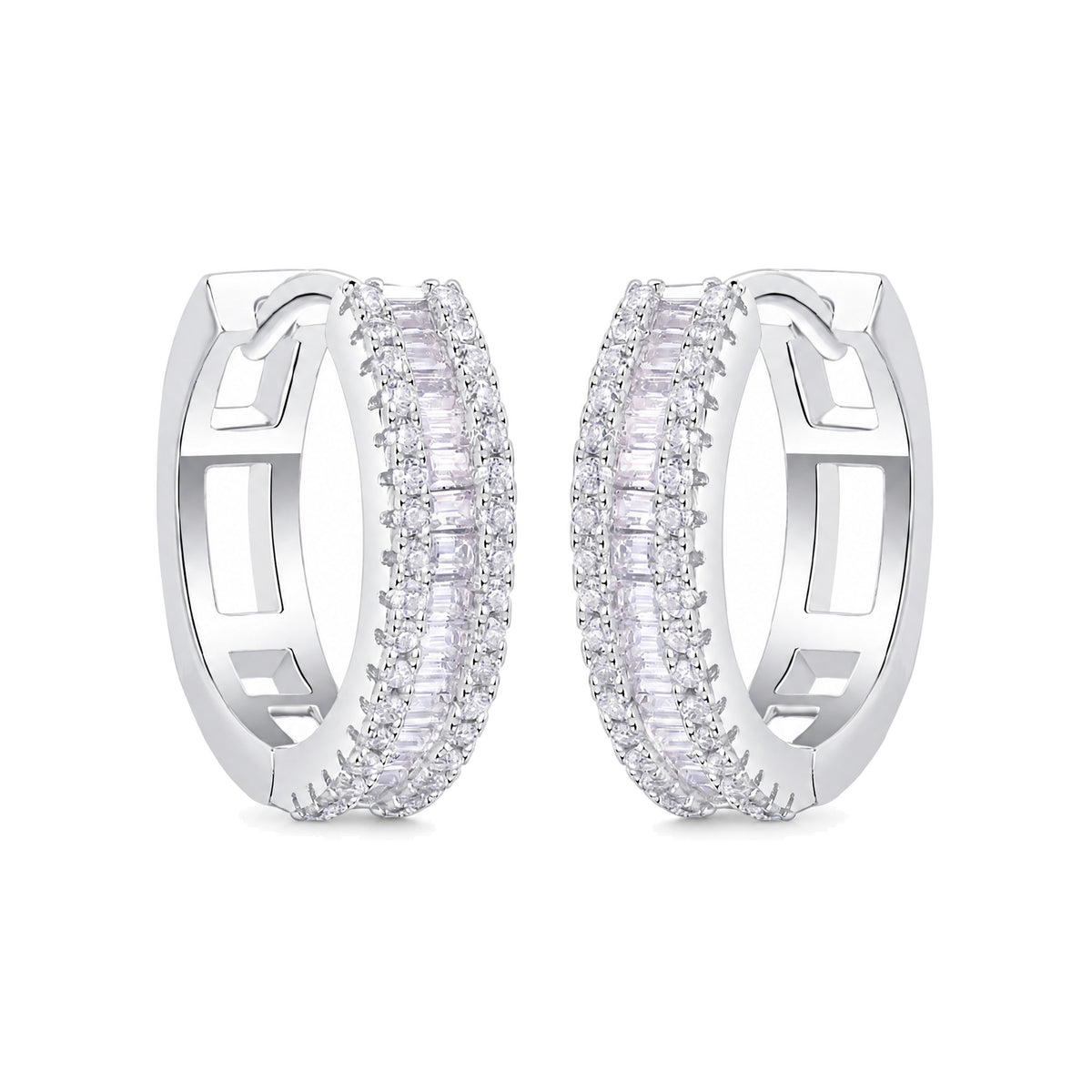 Double-Row Moissanite Hoop Earrings | 925 Silver — product view