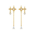 Star Tassel Moissanite Drop Earrings | 18K Gold Plated — product view
