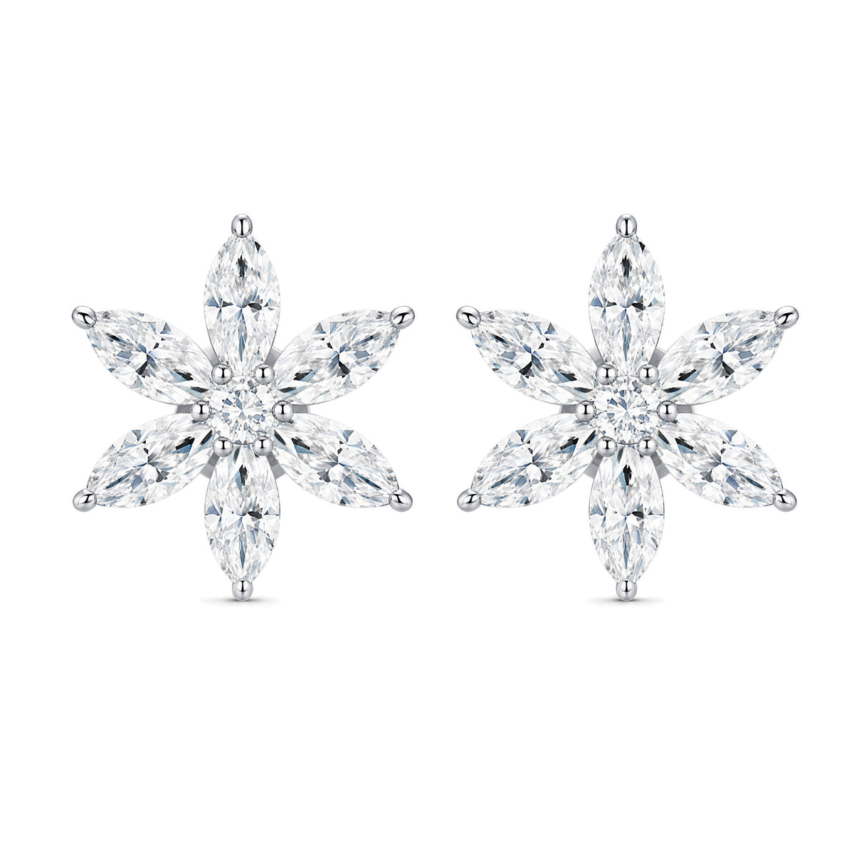 Marquise Snowflake Moissanite Studs | 925 Silver — product view