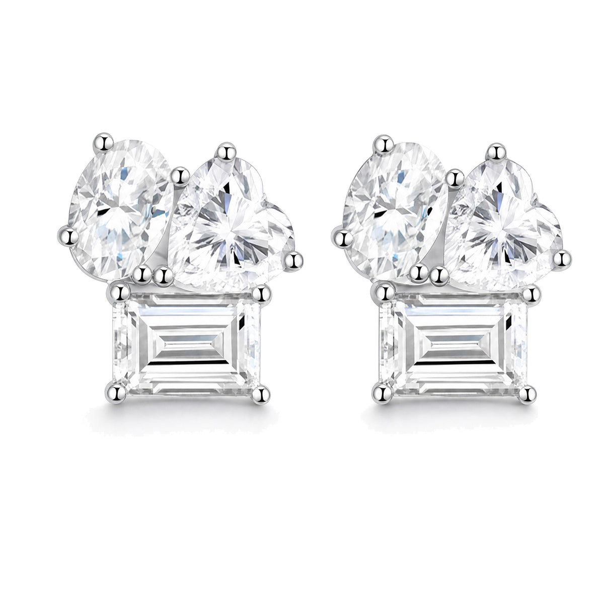 Geometric Fancy-Cut Moissanite Studs | 925 Silver — product view