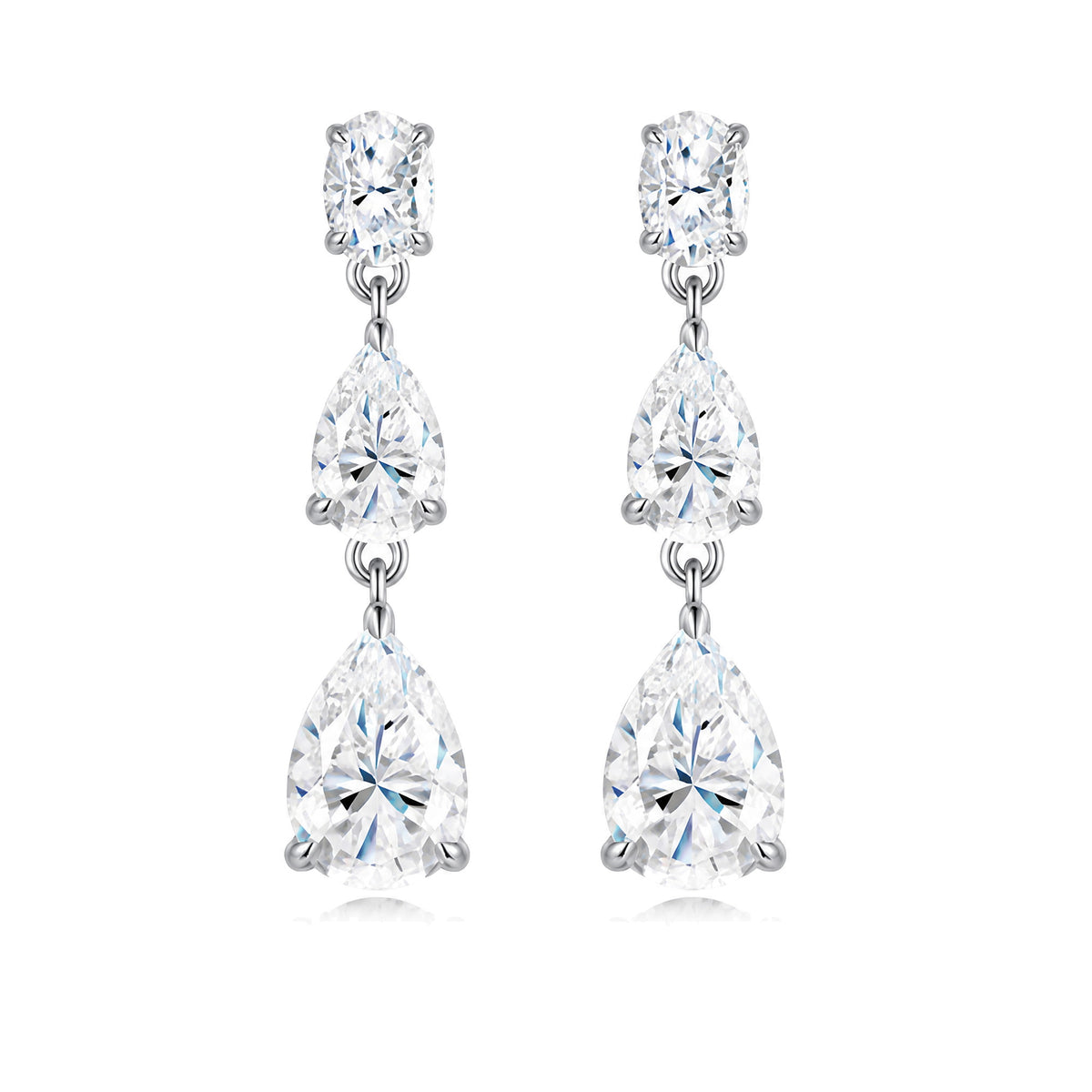 Teardrop Moissanite Drop Earrings | 925 Sterling Silver — product view