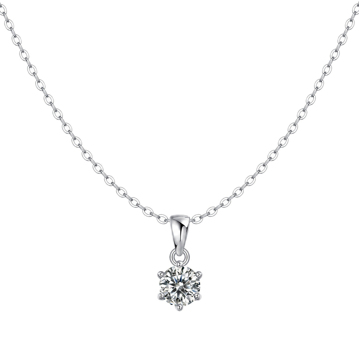 Six-Prong Moissanite Pendant | 925 Sterling Silver — product view