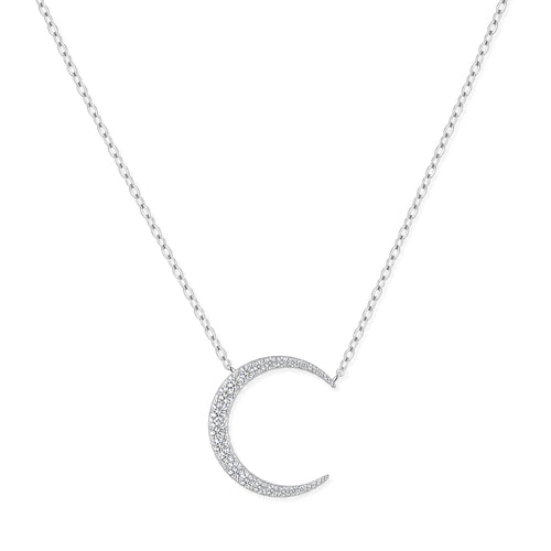 Crescent Moon Moissanite Necklace | 925 Sterling Silver — product view