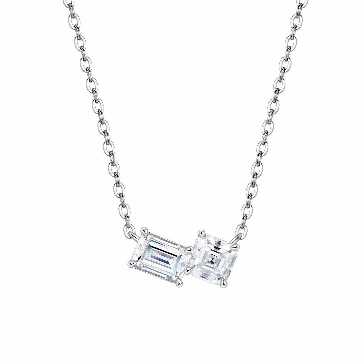 Geometric Moissanite Necklace | 925 Sterling Silver — product view
