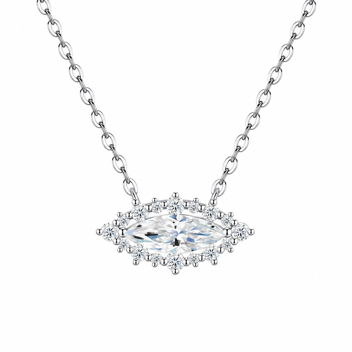 Evil Eye Moissanite Necklace | 925 Sterling Silver — product view