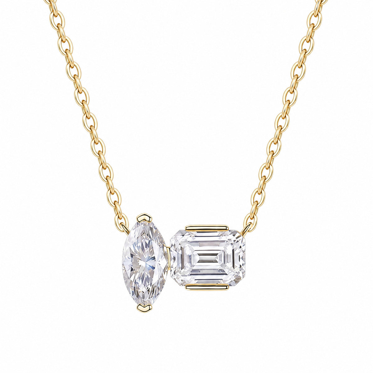 Octagon-Cut Moissanite Necklace, 6×8mm | 925 Silver, 18K Gold Plated — product view