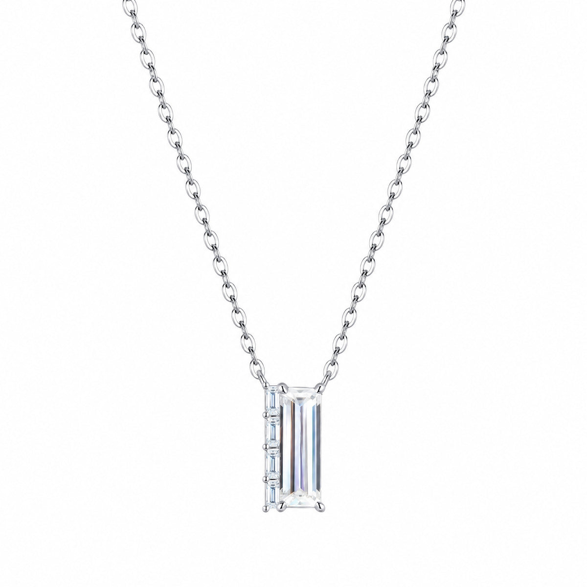 Square Moissanite Necklace | 925 Sterling Silver — product view