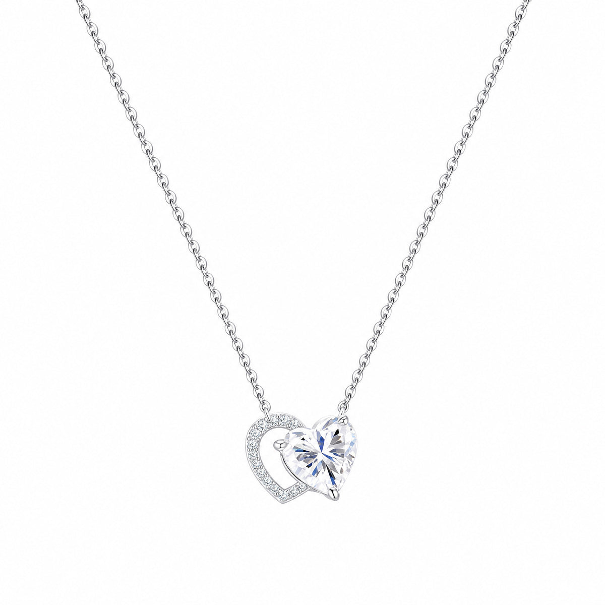 Heart Moissanite Pendant Necklace | 925 Sterling Silver — product view