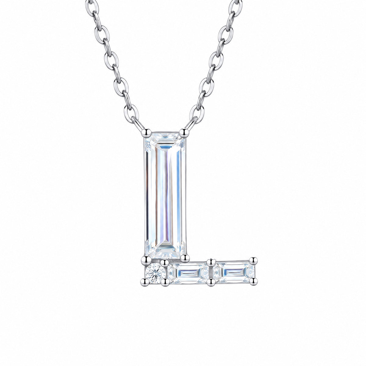 Initial L Moissanite Necklace | 925 Sterling Silver — product view