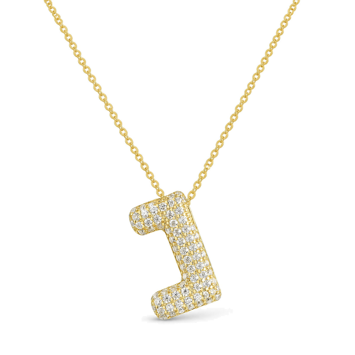 Initial J Moissanite Necklace | 925 Silver, Gold Plated — product view