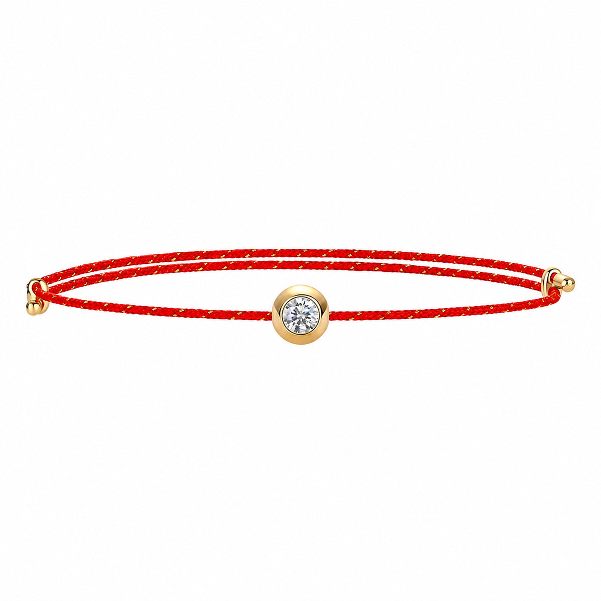 Single-Stone Cord Bracelet, Red Moissanite | 925 Silver — product view