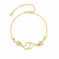 Heart-Link Moissanite Bracelet | 925 Silver, 18K Gold Plated — product view