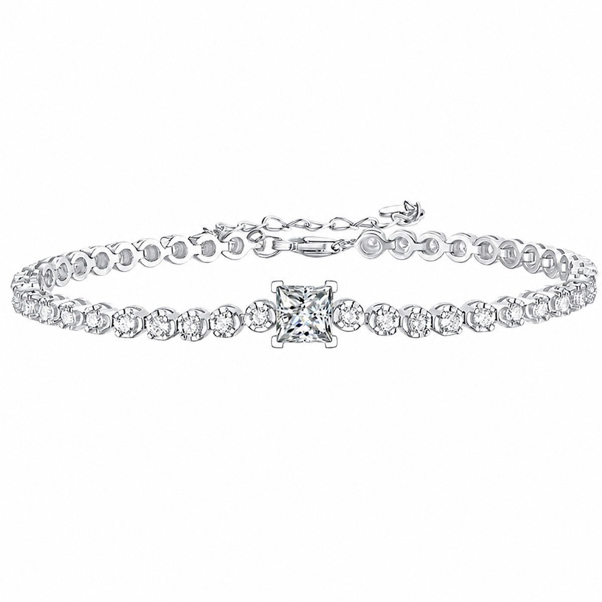 Square-Cut Moissanite Bracelet | 925 Sterling Silver — product view