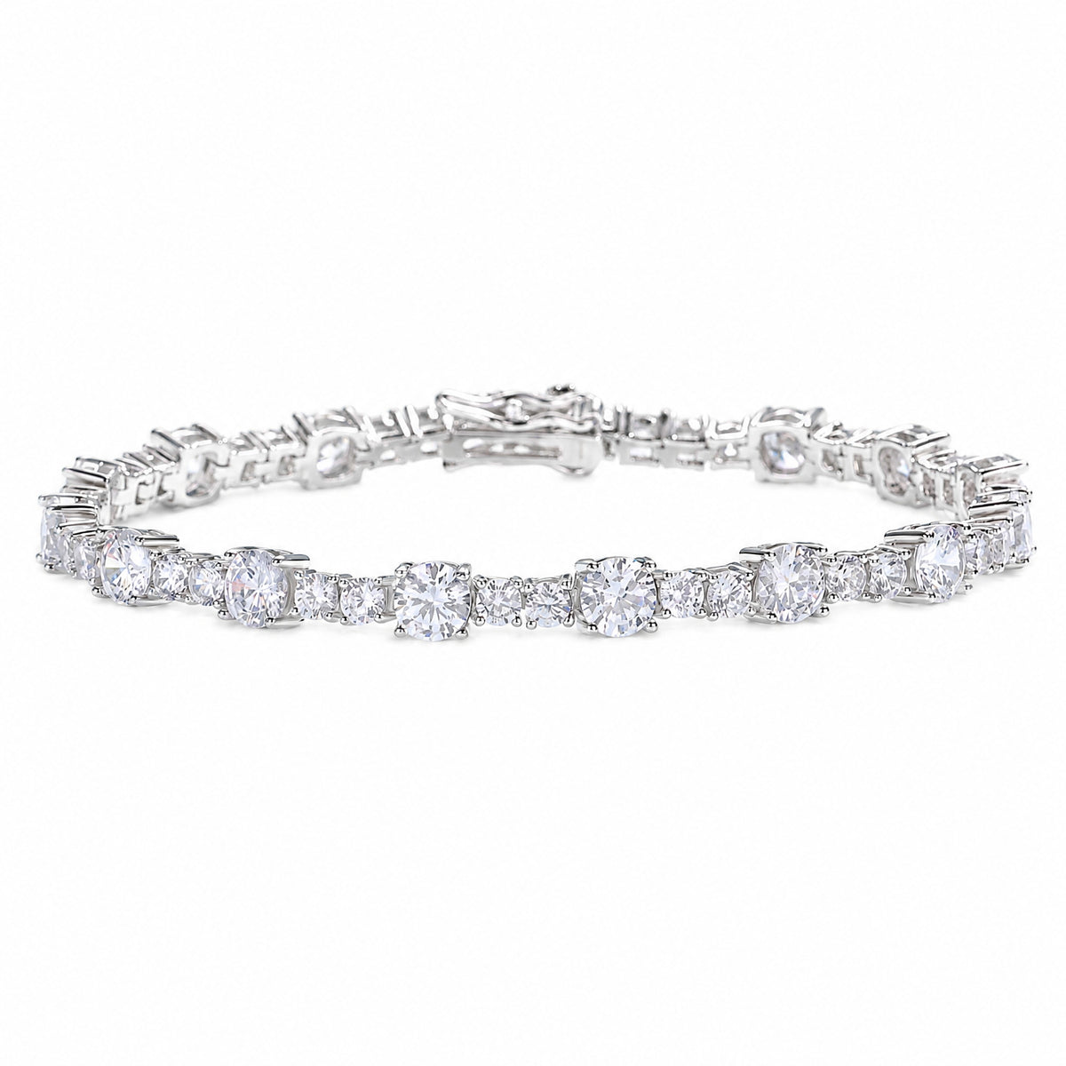 Double-Clasp Tennis Bracelet, Moissanite | 925 Silver — product view