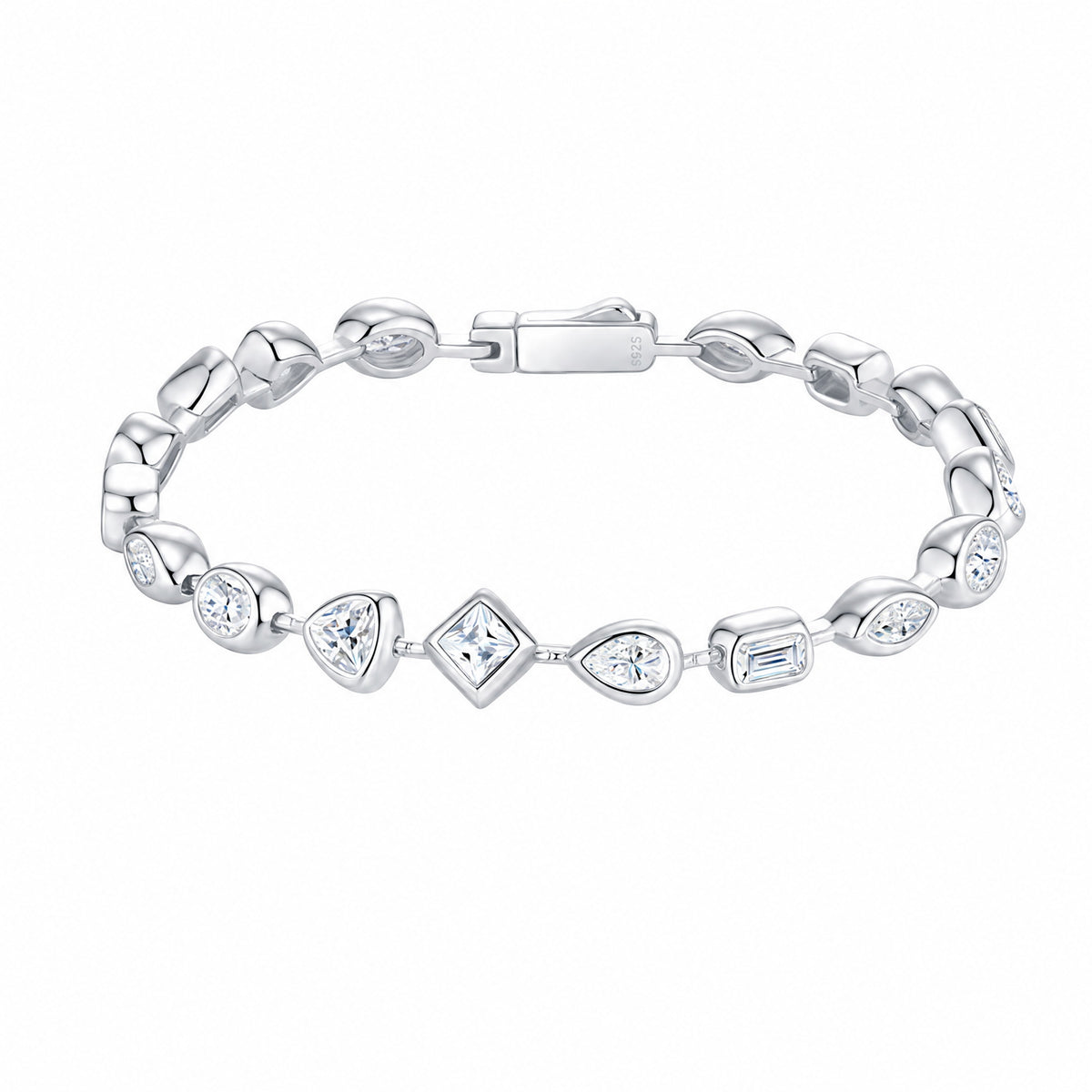 Geometric Tennis Bracelet, Moissanite | 925 Silver — product view