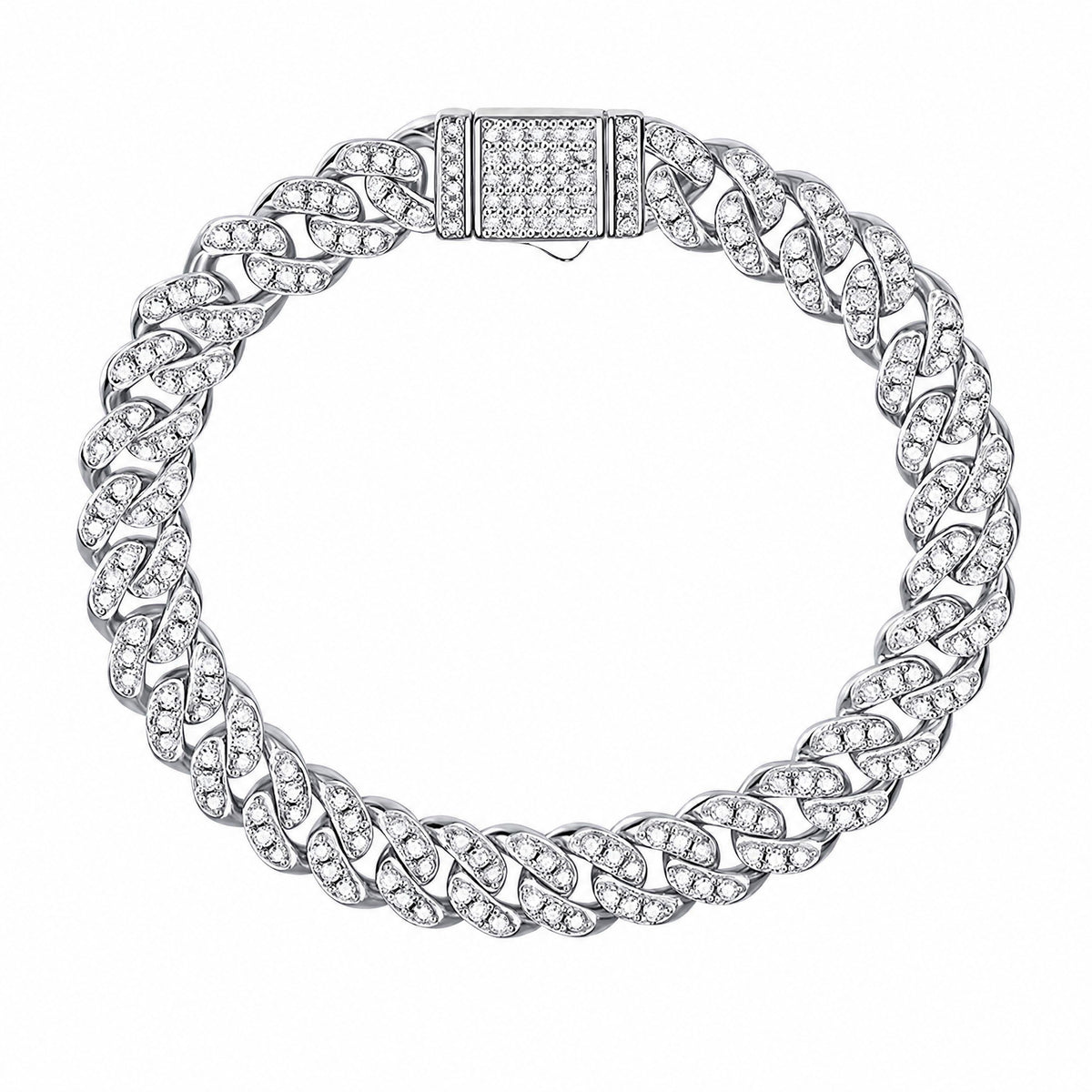 Cuban Link Bracelet, 8mm Moissanite | 925 Silver — product view