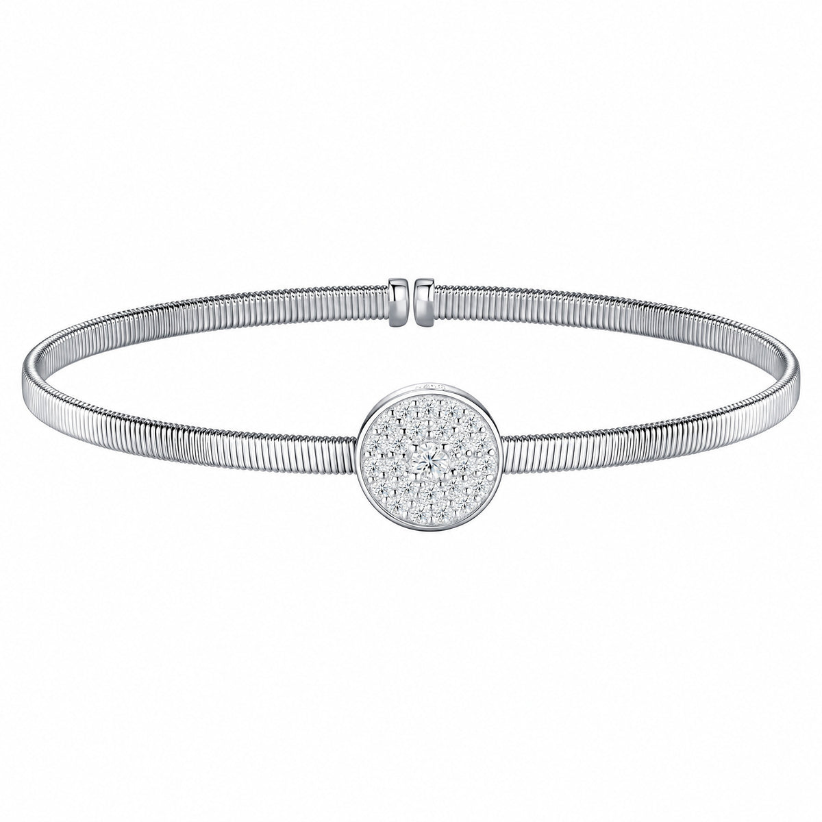 Pave Moissanite Bangle, 50x60mm | 925 Sterling Silver — product view