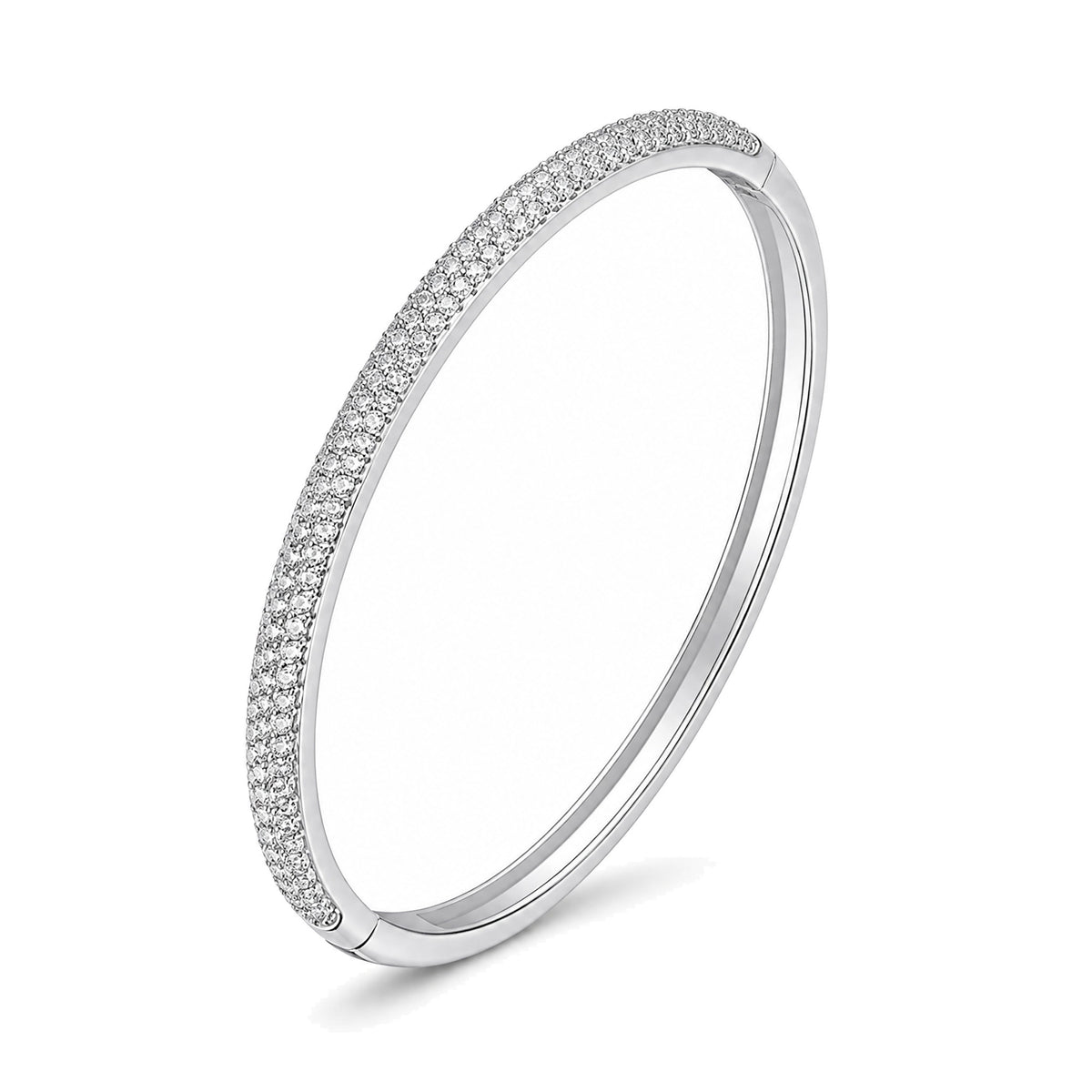 Sculptural Open Moissanite Bangle | 925 Sterling Silver — product view