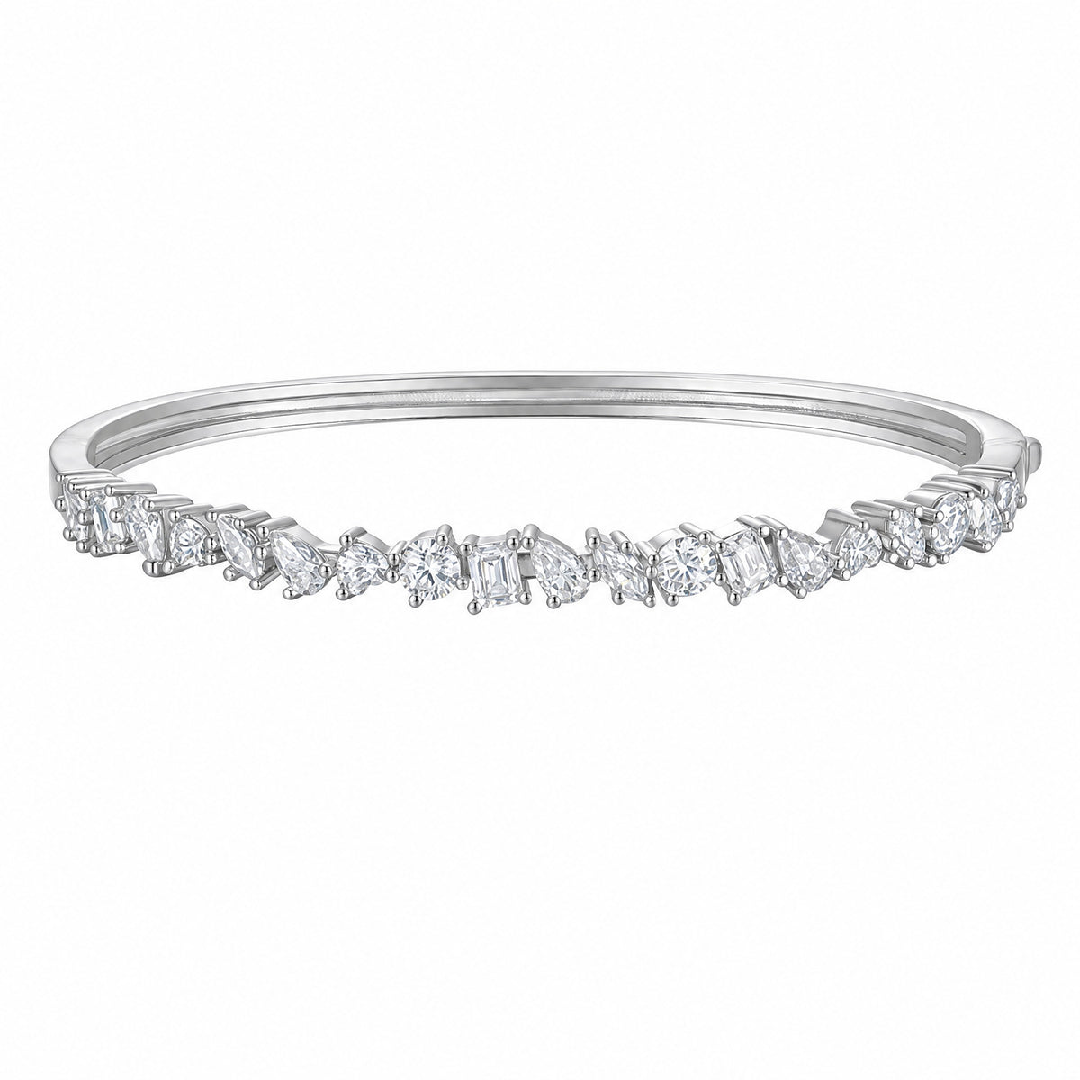 Geometric Moissanite Bangle | 925 Sterling Silver — product view