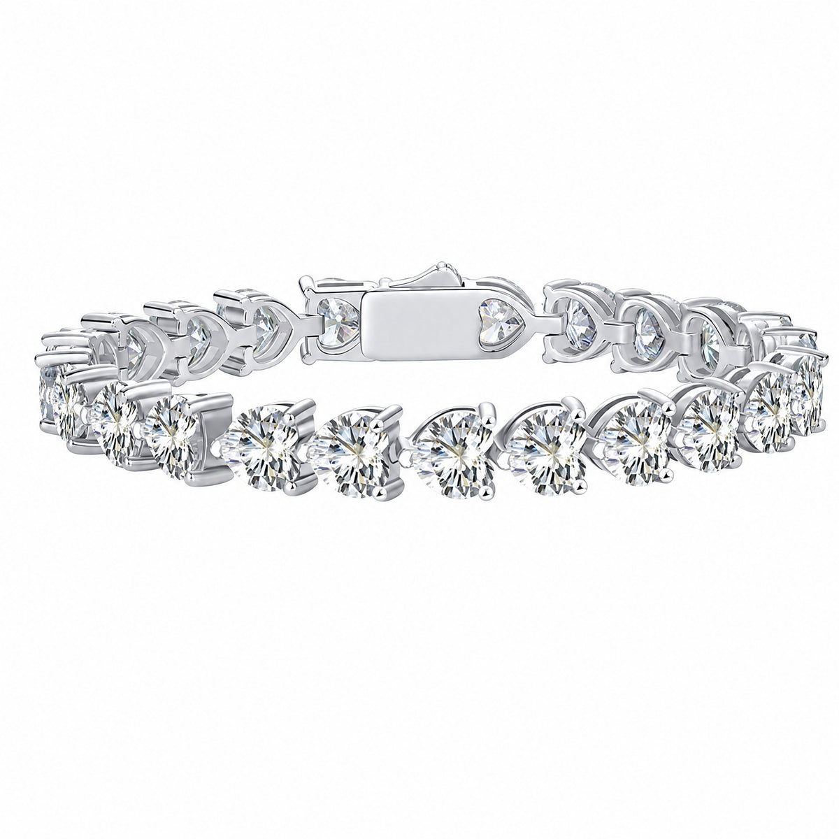 Heart-Cut Tennis Bracelet, 26 Stones | 925 Silver — product view