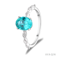 Lab-Grown Paraiba Ring, Minimalist Oval | 925 Silver — product view