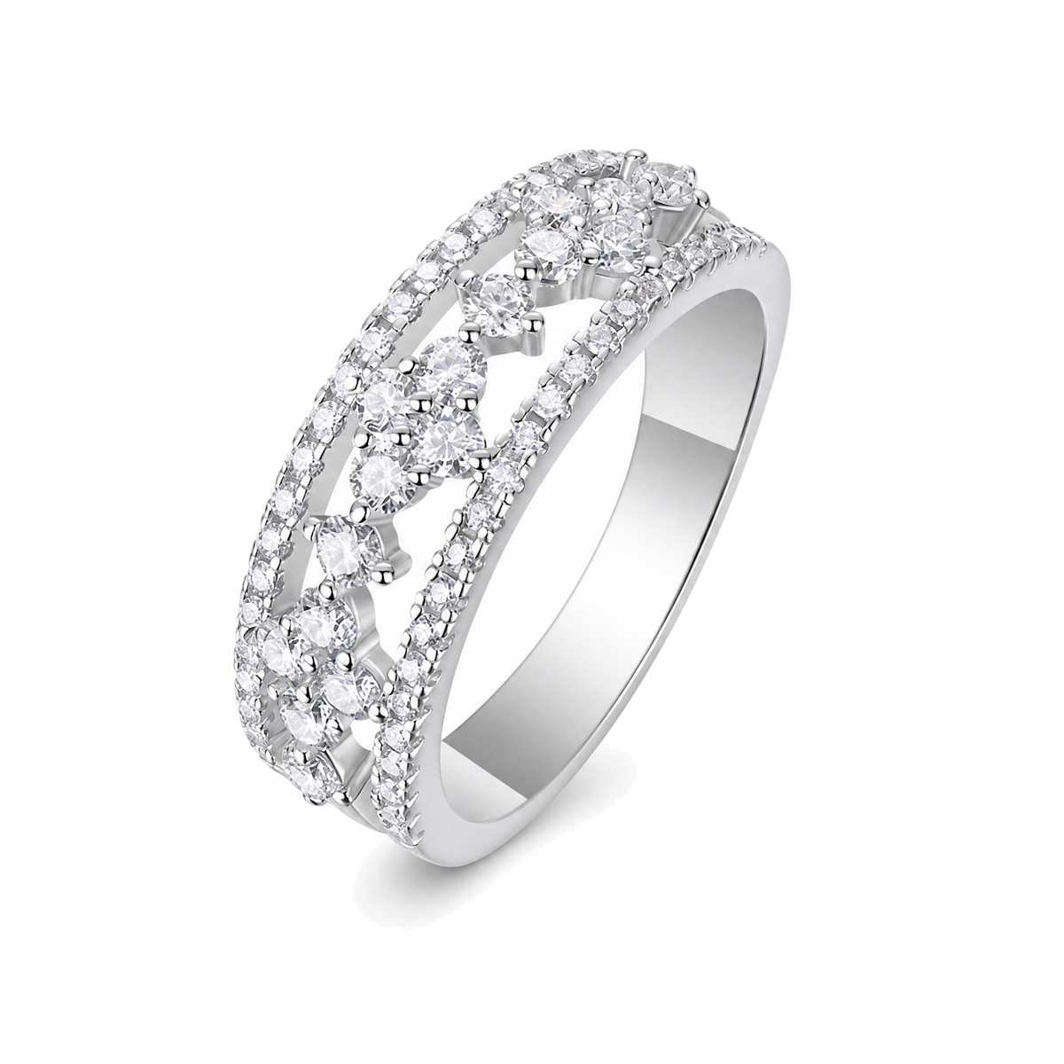 Openwork Solitaire Moissanite Ring | 925 Sterling Silver — product view