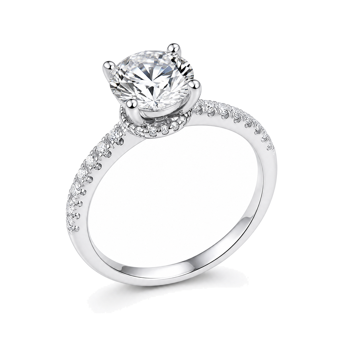 Four-Prong Oval Moissanite Ring, 2ct | 925 Sterling Silver — product view