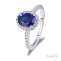 Lab-Grown Sapphire or Ruby Ring, Oval | 925 Sterling Silver — product view