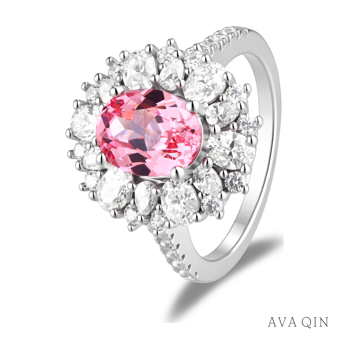 Lab-Grown Pink Sapphire or Padparadscha Ring | 925 Silver — product view