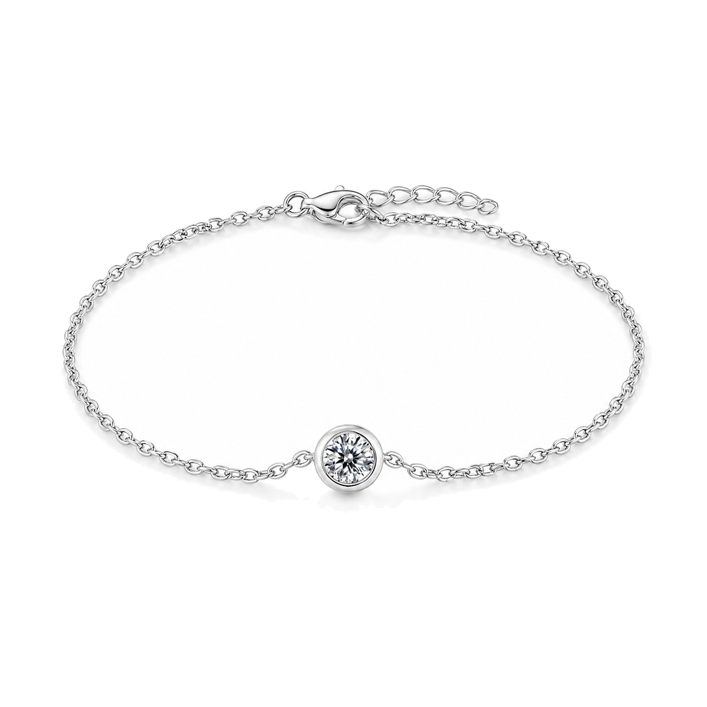 Moissanite Bubble Bracelet with Tassel | 925 Sterling Silver — product view