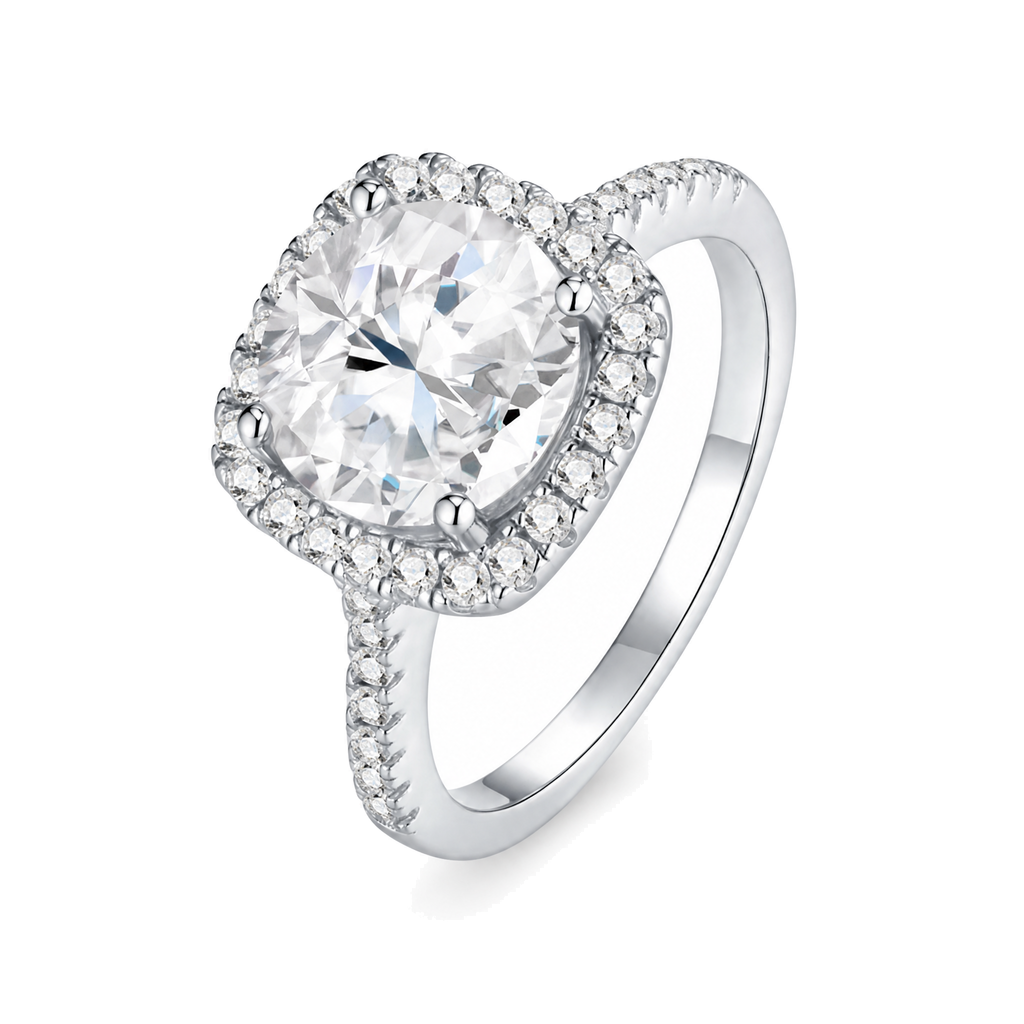 Sugar-Cube Solitaire Moissanite Ring | 925 Sterling Silver — product view