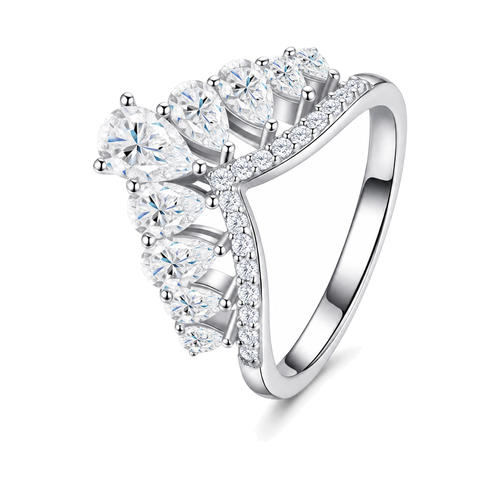Crown Marquise Moissanite Pinky Ring | 925 Sterling Silver — product view
