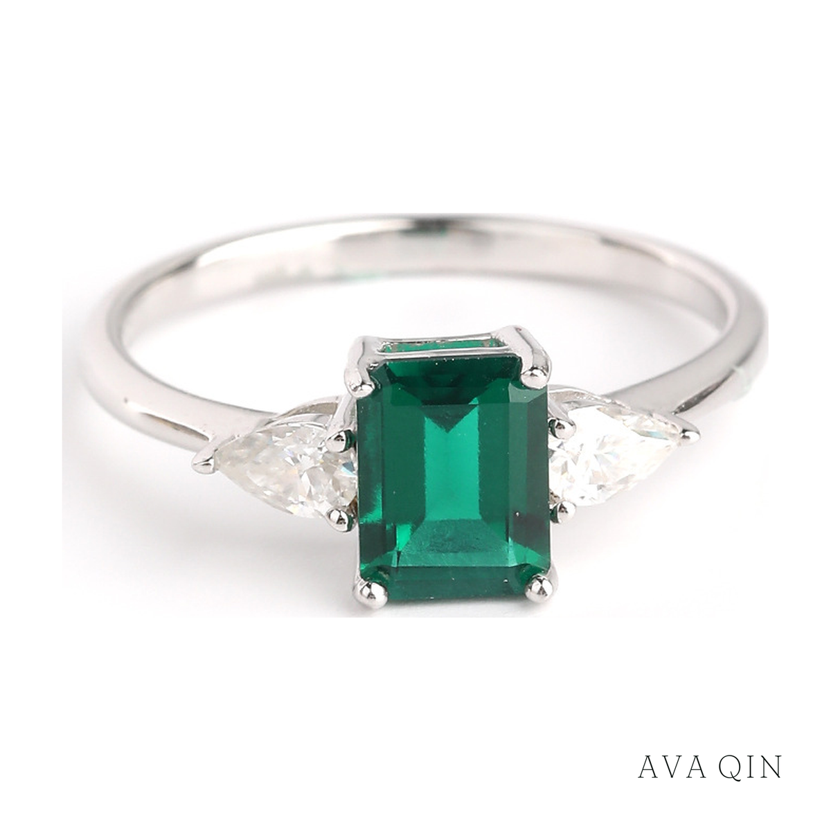 Lab-Grown Emerald Ring, 2ct | 925 Sterling Silver — product view