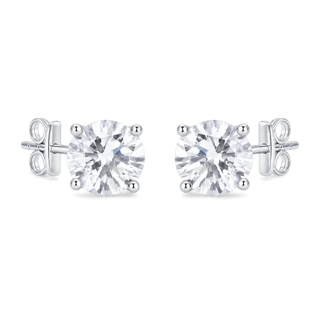 Large Round Moissanite Ear Studs | 925 Silver — product view