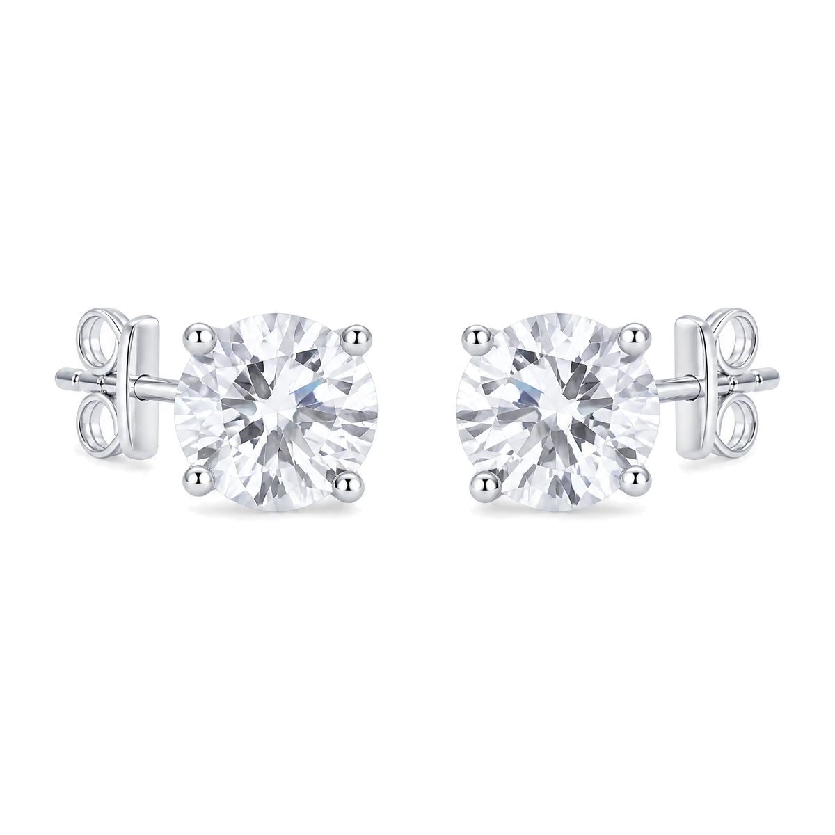 Large Round Moissanite Ear Studs | 925 Silver — product view