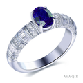 Lab-Grown Ruby or Sapphire Ring, 5x7mm | 925 Silver — product view
