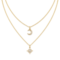 Layered Moissanite Necklace, 18K Gold Plated | 925 Silver — product view