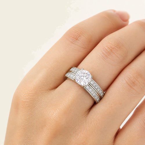 Closed-Band Moissanite Ring, 2ct | 925 Sterling Silver — worn on model