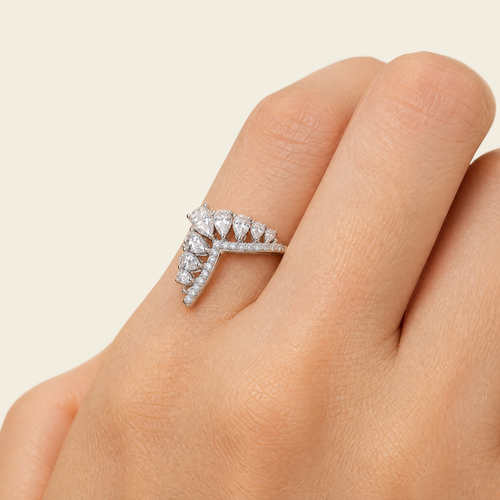 Crown Marquise Moissanite Pinky Ring | 925 Sterling Silver — worn on model