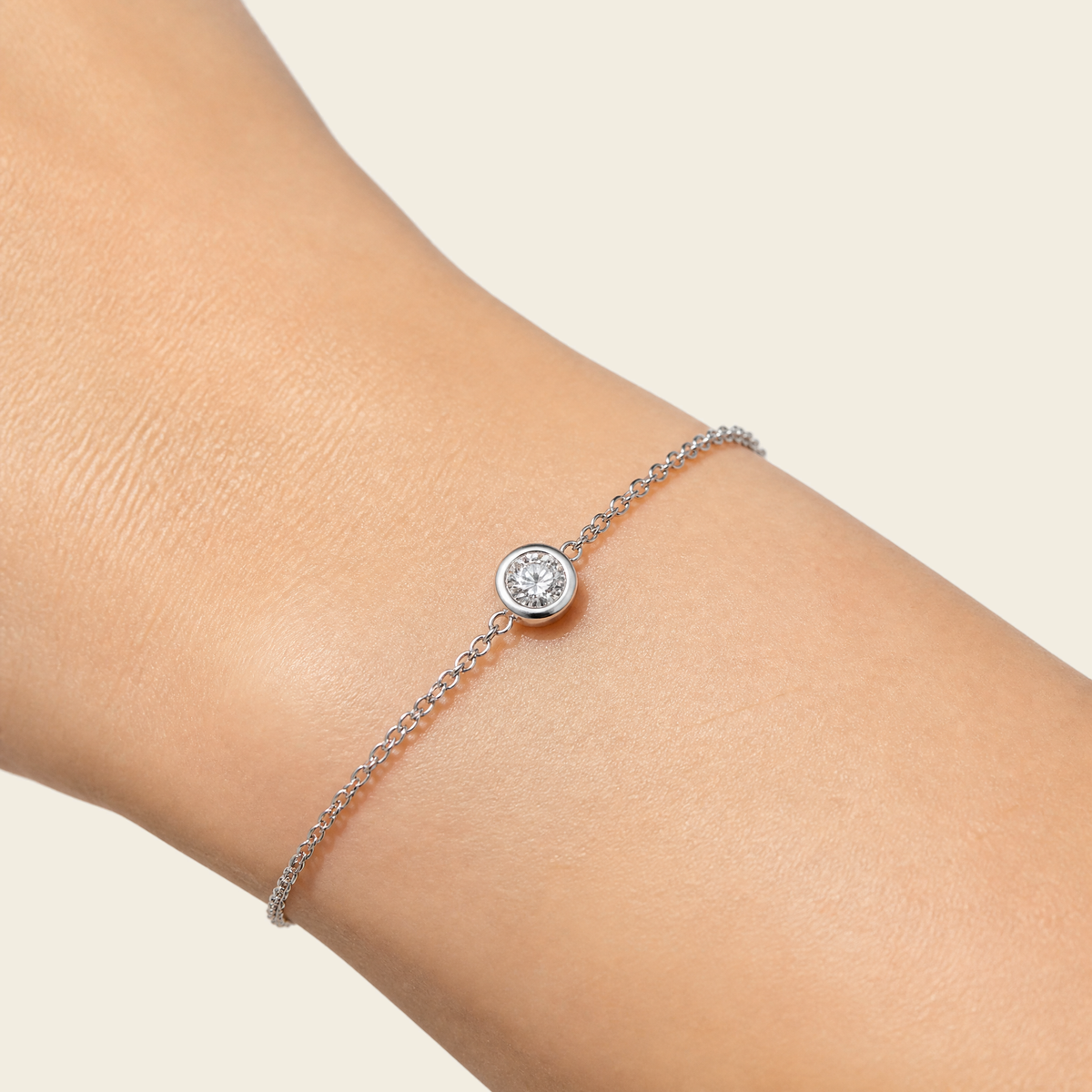 Moissanite Bubble Bracelet with Tassel | 925 Sterling Silver — worn on model