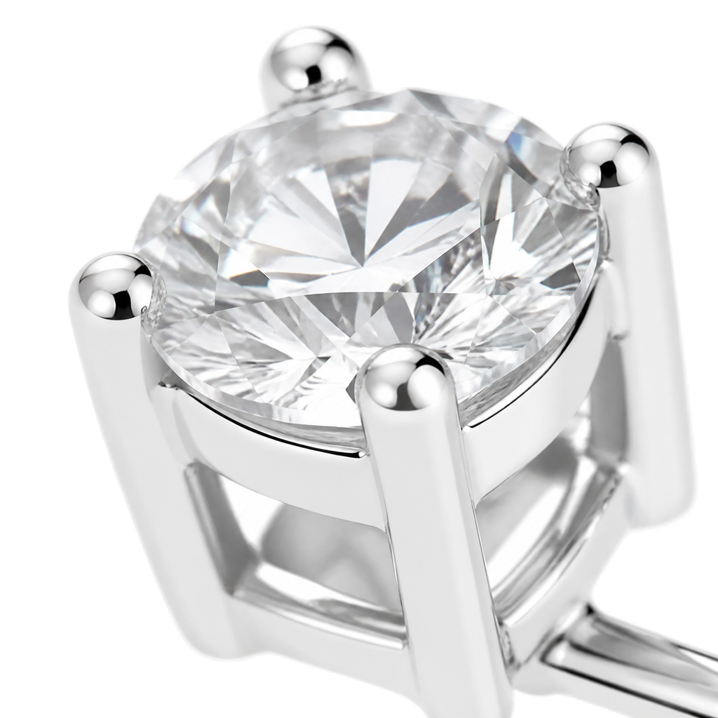Large Round Moissanite Ear Studs | 925 Silver — close-up detail