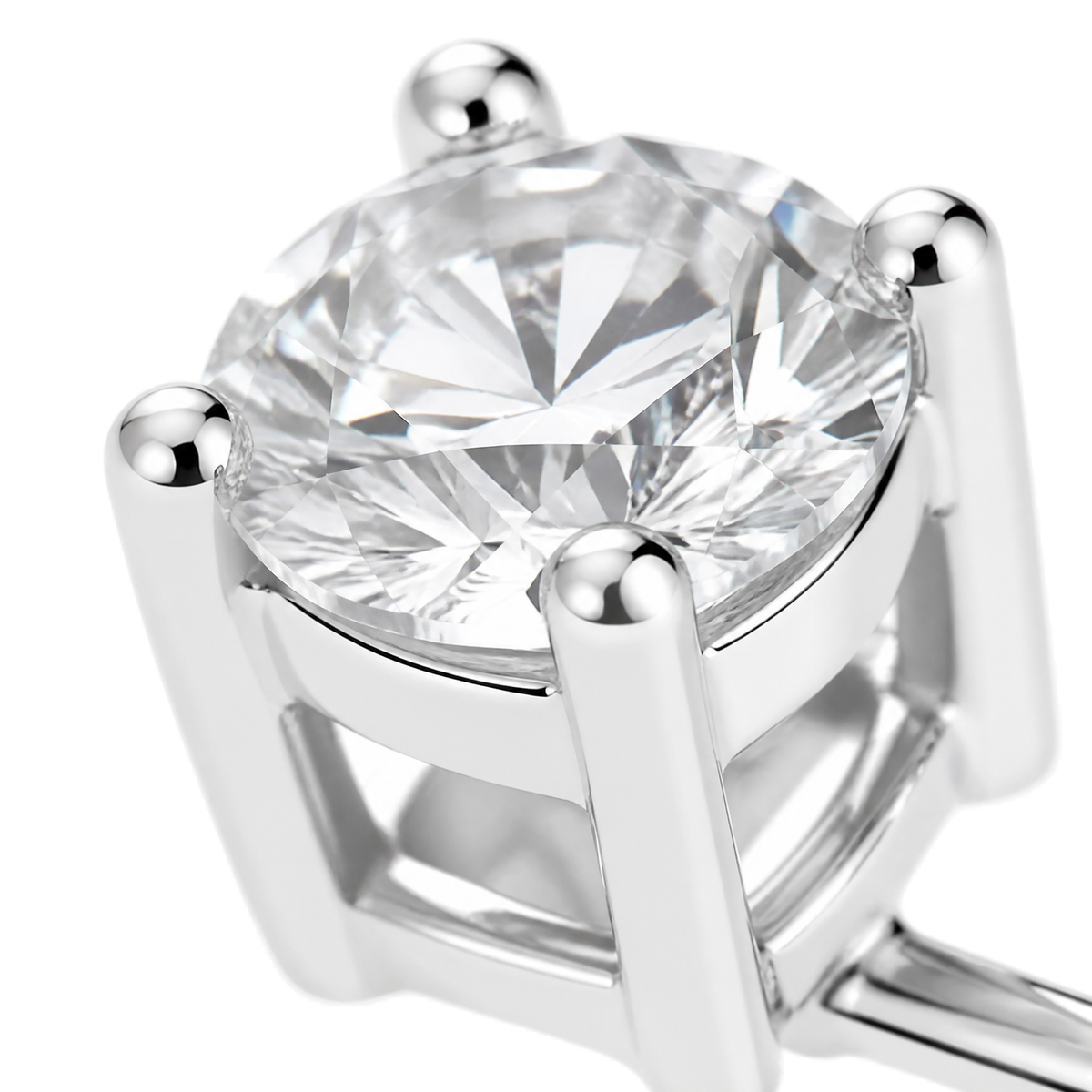 Large Round Moissanite Ear Studs | 925 Silver — close-up detail