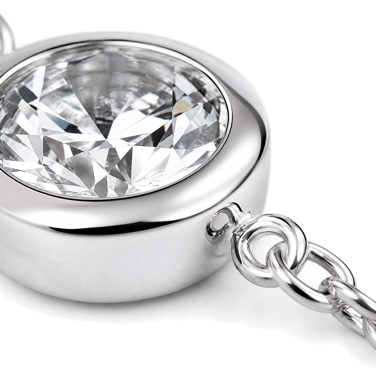 Moissanite Bubble Bracelet with Tassel | 925 Sterling Silver — close-up detail
